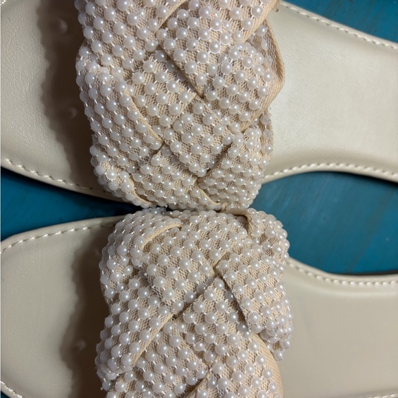 Lulus Avalon Ivory Pearl Braided Flat Slide Sandals - Picture 3 of 7